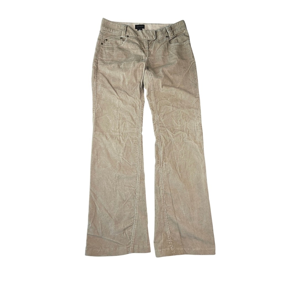 The Limited Tan Corduroy Flare Pants Low Rise Stretch Khaki Size 6 inseam 32"